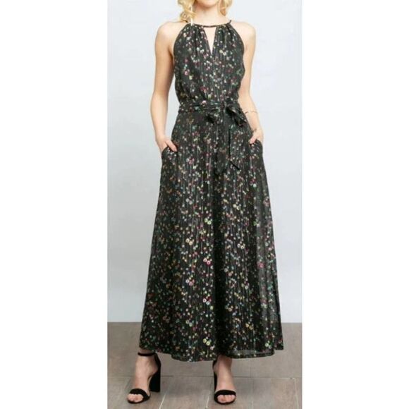 Anthropologie Eva Franco Edita Halter Metallic Clip Dot Jumpsuit Sz. 00 - Picture 1 of 7